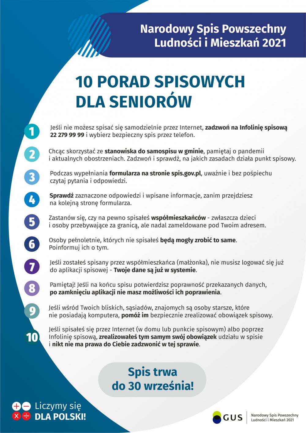 Informacja. 10 porad spisowych dla seniorów.