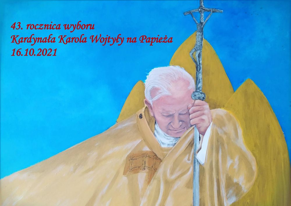 Grafika. 43 rocznica wyboru Kardynała Karola Wojtyły na Papieża.