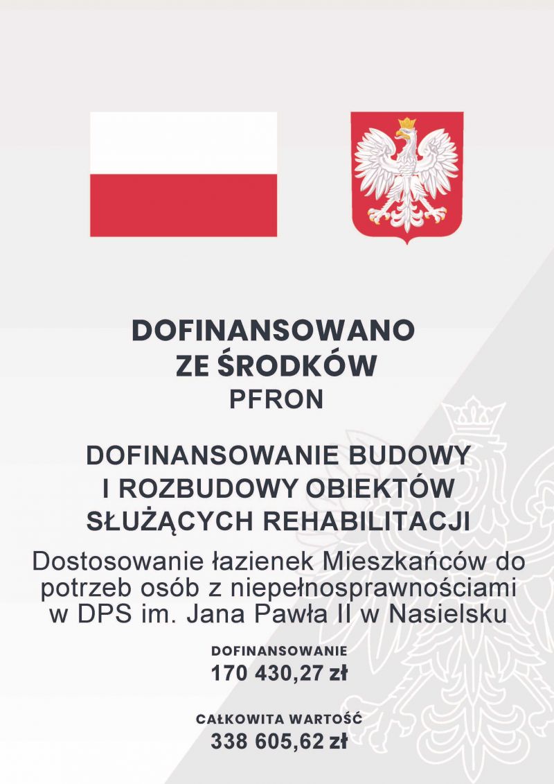 Plakat informacyjny dotyczący dofinansowania do remontu łazienek Mieszkańców.