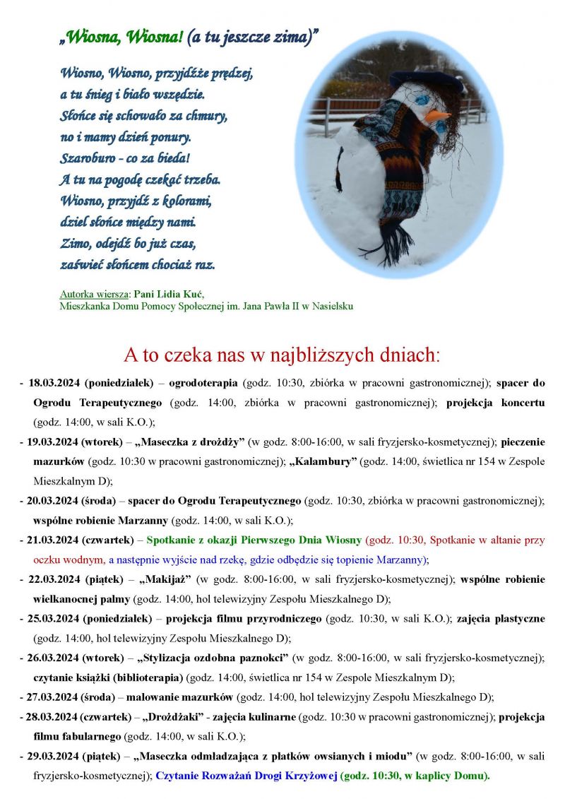 Gazetka naszego Domu. Numer 22. Strona druga.
