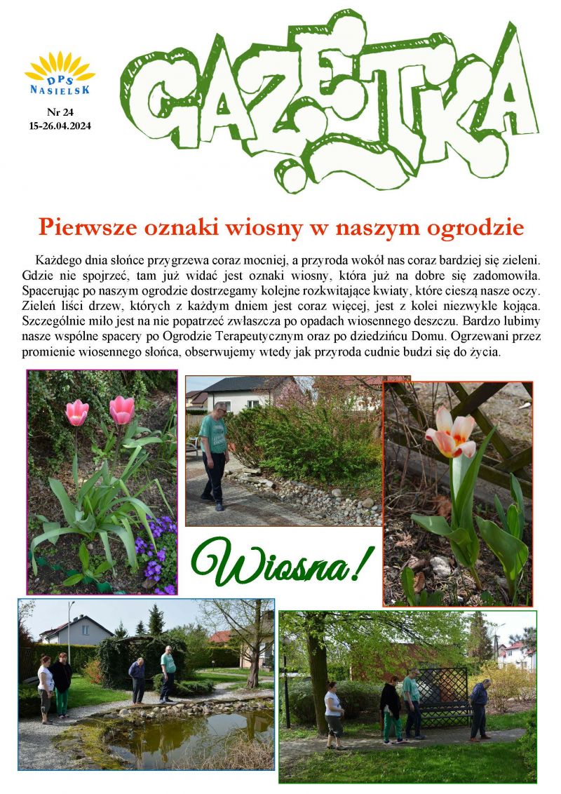 Gazetka naszego Domu. Numer 24. Strona pierwsza.