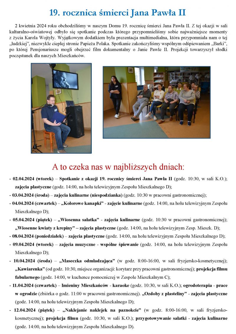 Gazetka naszego Domu. Numer 23. Strona druga.