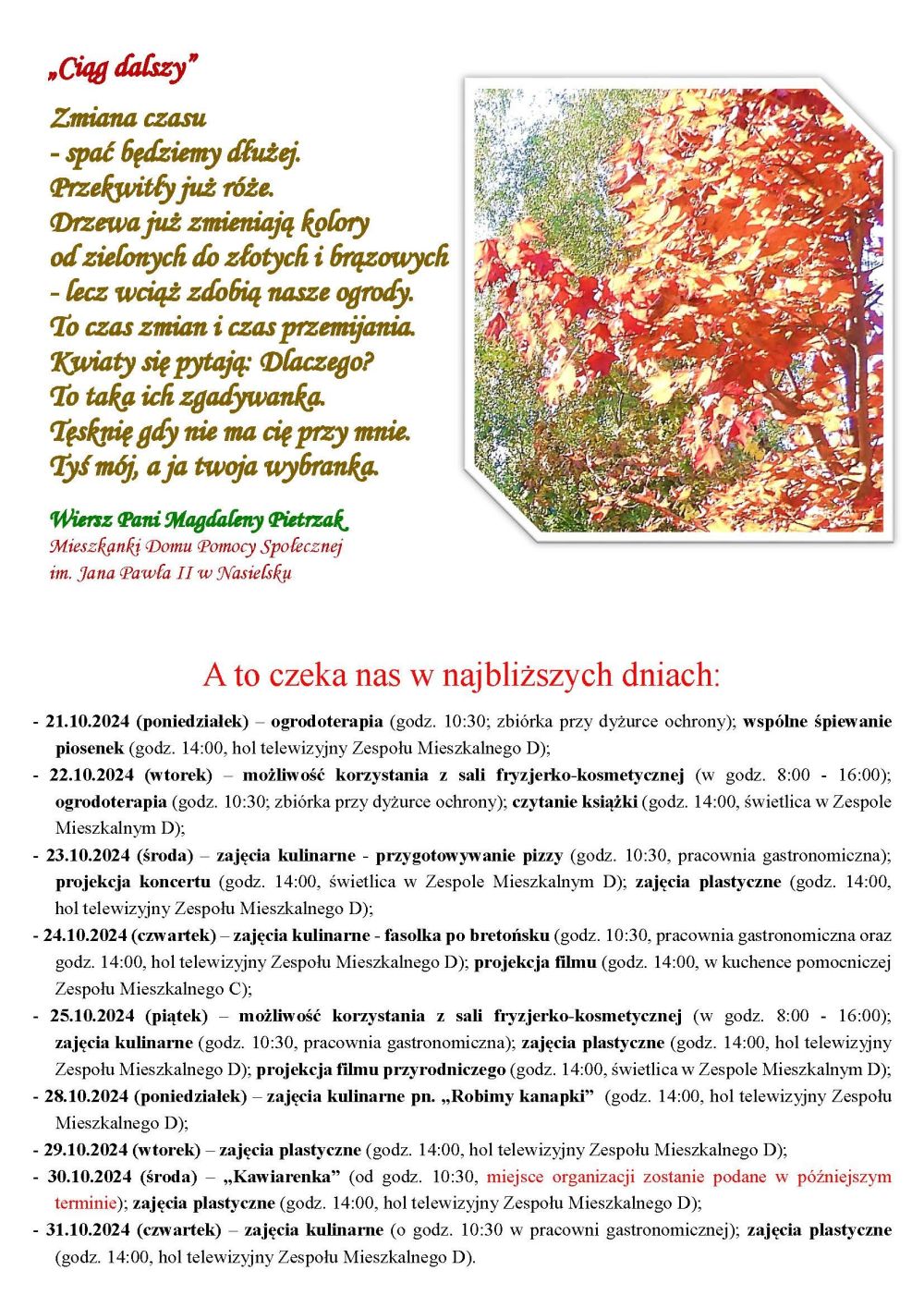 Gazetka naszego Domu. Numer 35. Strona druga.