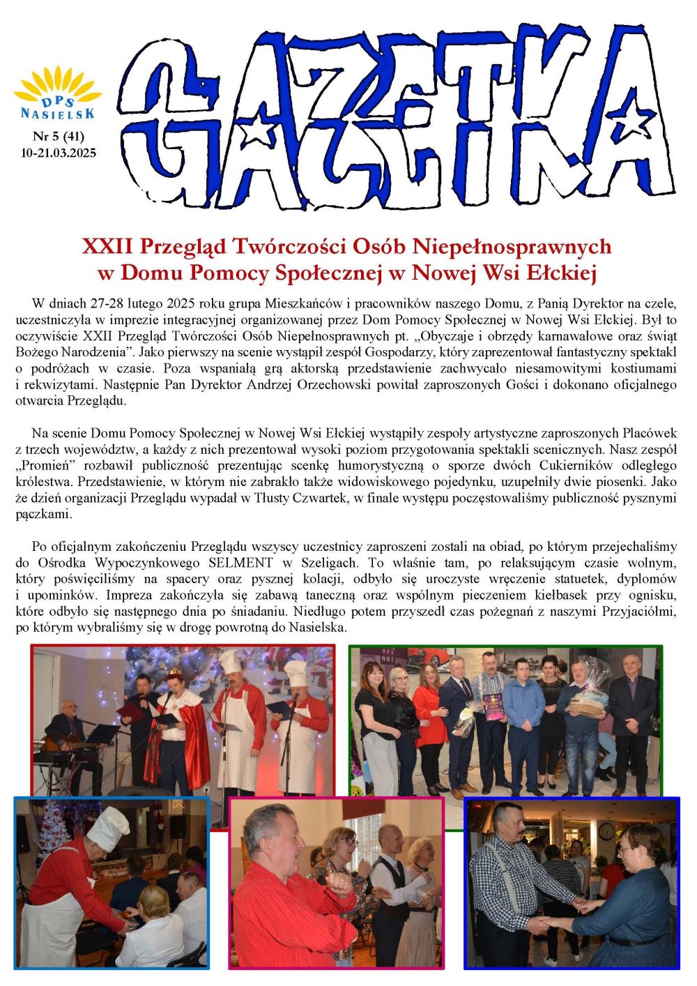 Gazetka naszego Domu. Numer 41. Strona pierwsza.