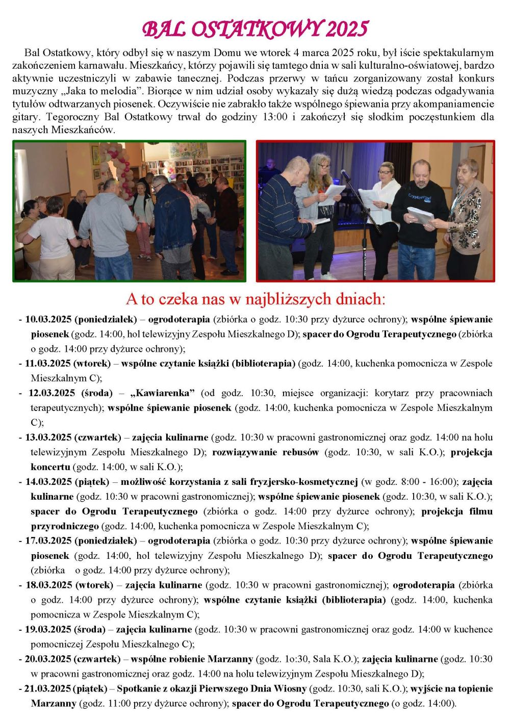 Gazetka naszego Domu. Numer 41. Strona druga.
