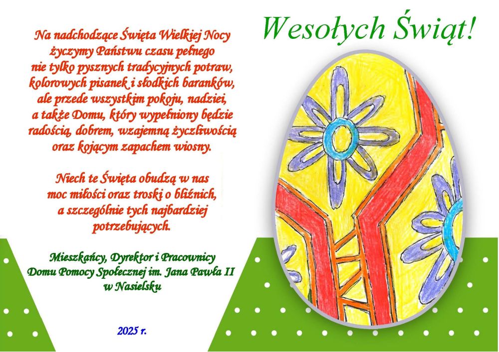 Grafika z życzeniami Wielkanocnymi.