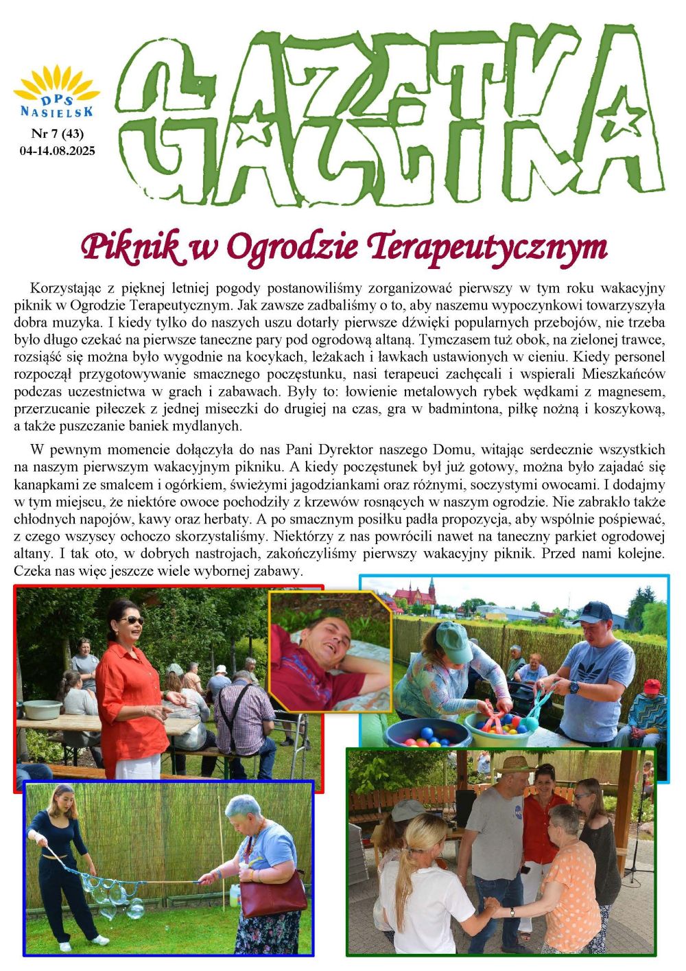 Gazetka naszego Domu. Numer 43. Strona pierwsza.