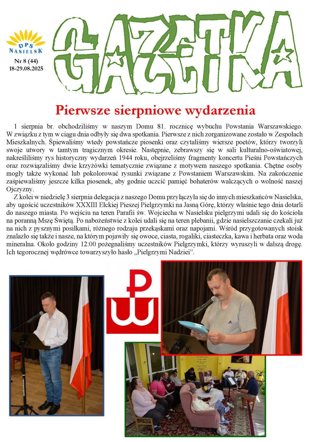Gazetka naszego Domu. Numer 44. Strona pierwsza.