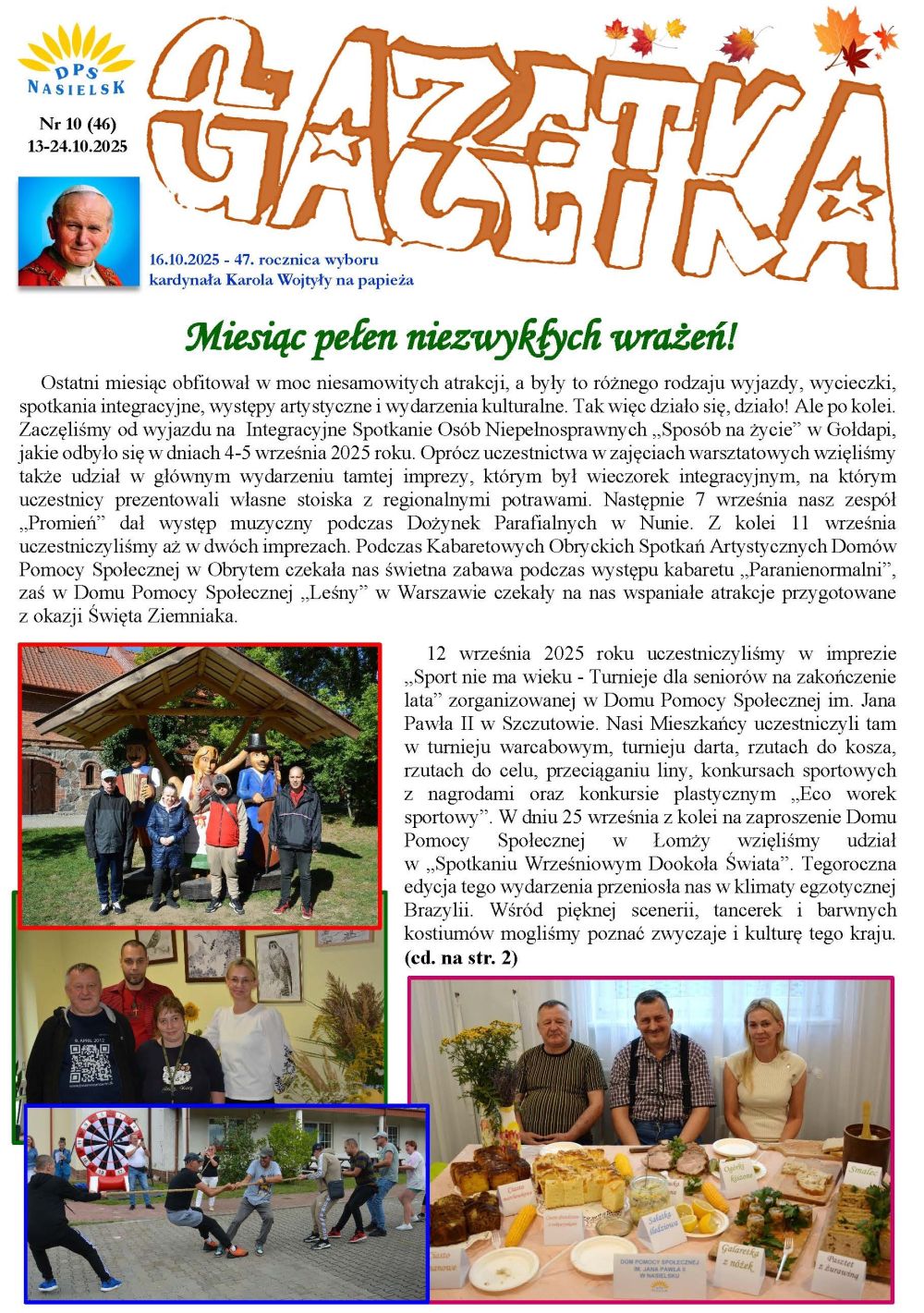 Gazetka naszego Domu. Numer 46. Strona pierwsza.