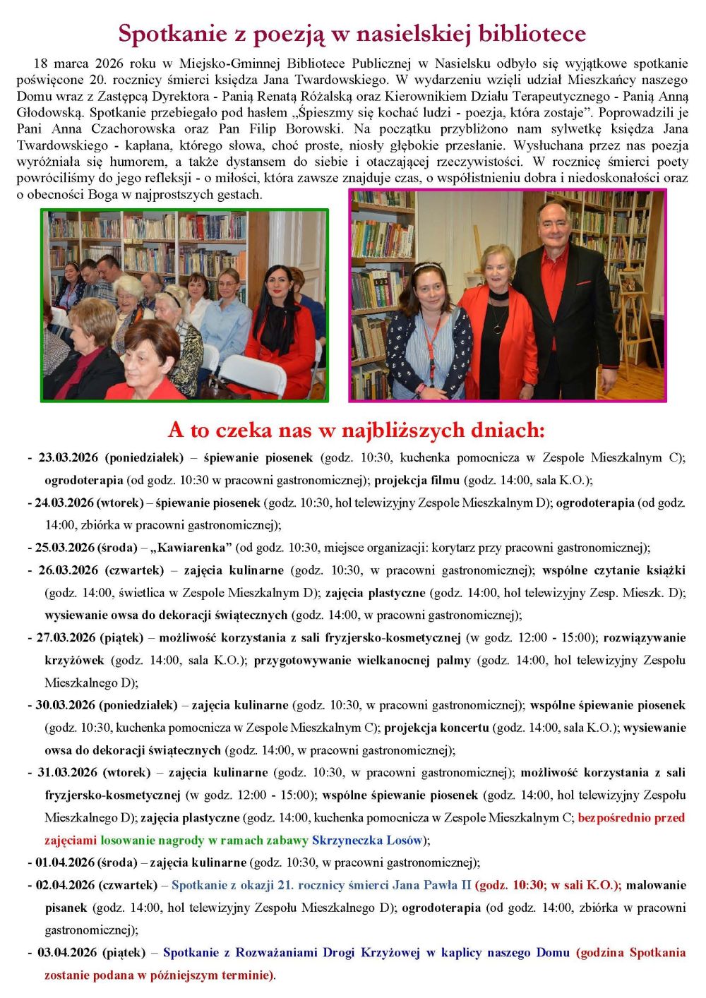 Gazetka naszego Domu. Numer 52. Strona druga.