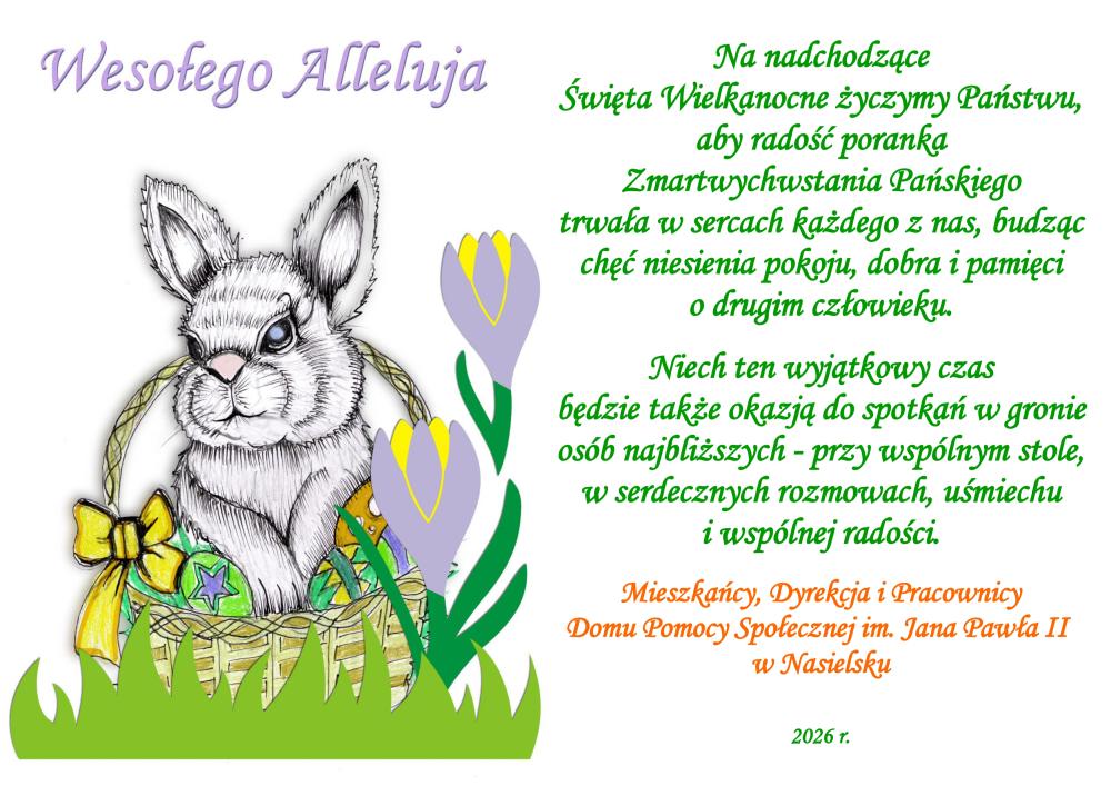 Grafika z życzeniami wielkanocnymi na 2026 rok.