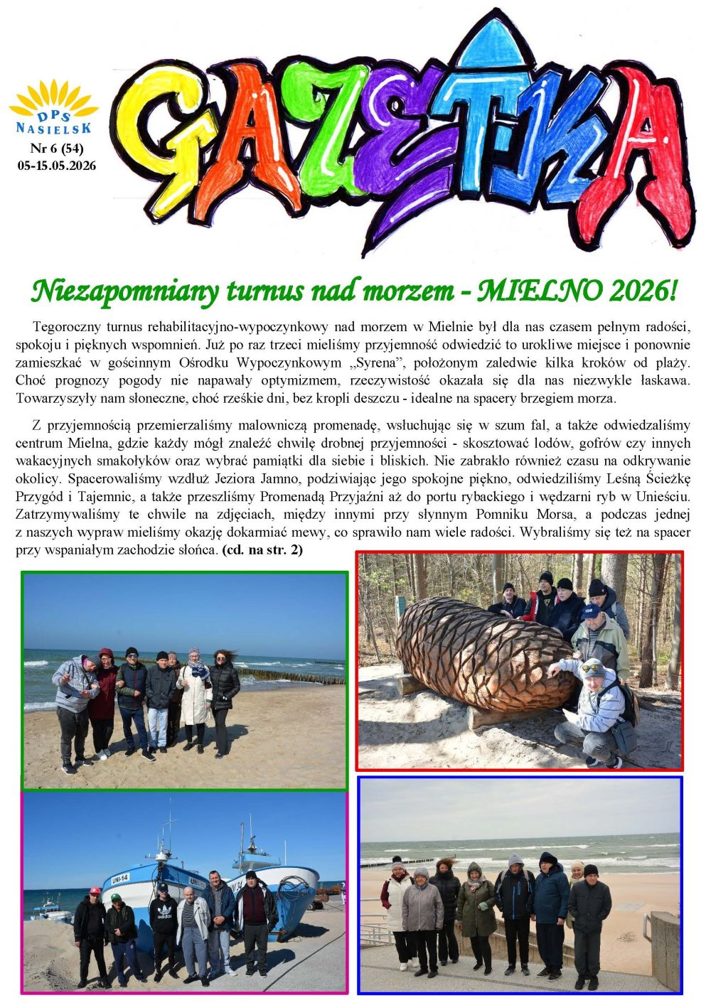 Gazetka naszego Domu. Numer 54. Strona pierwsza.